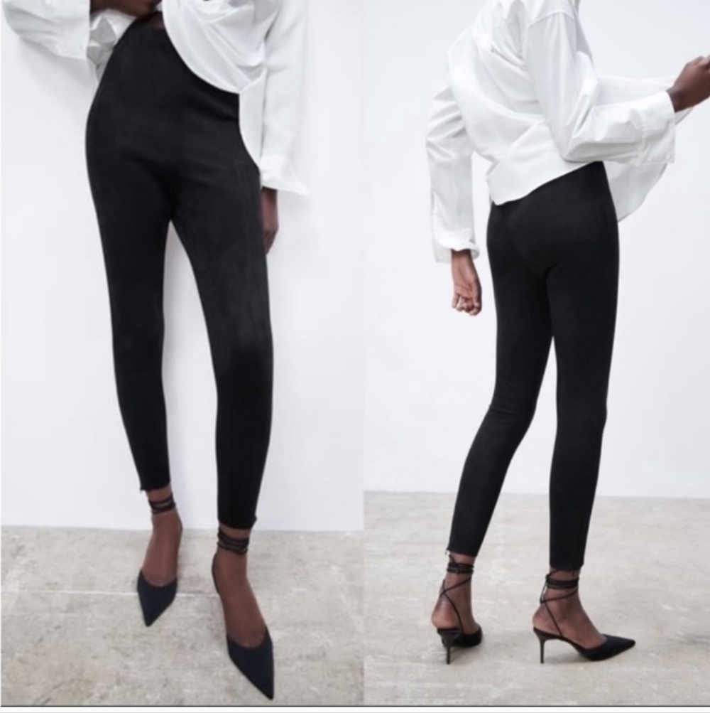 ZARA FAUX SUEDE SKINNY PANTS